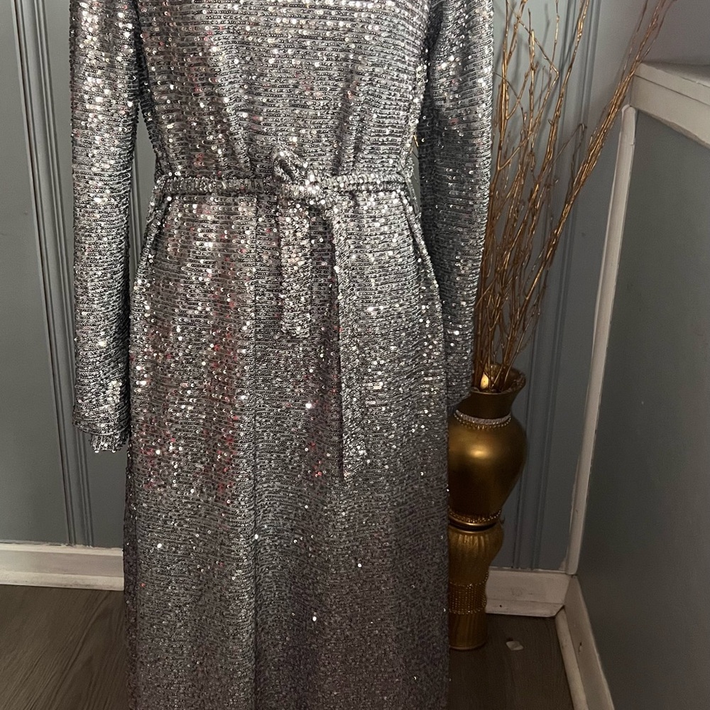 Elegant Silver Sequin Dress